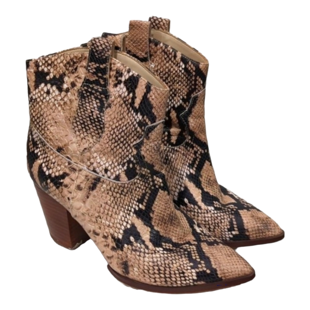 Snakeskin print goat Leather cowboy boots Gibson Latimer booties size 6.5